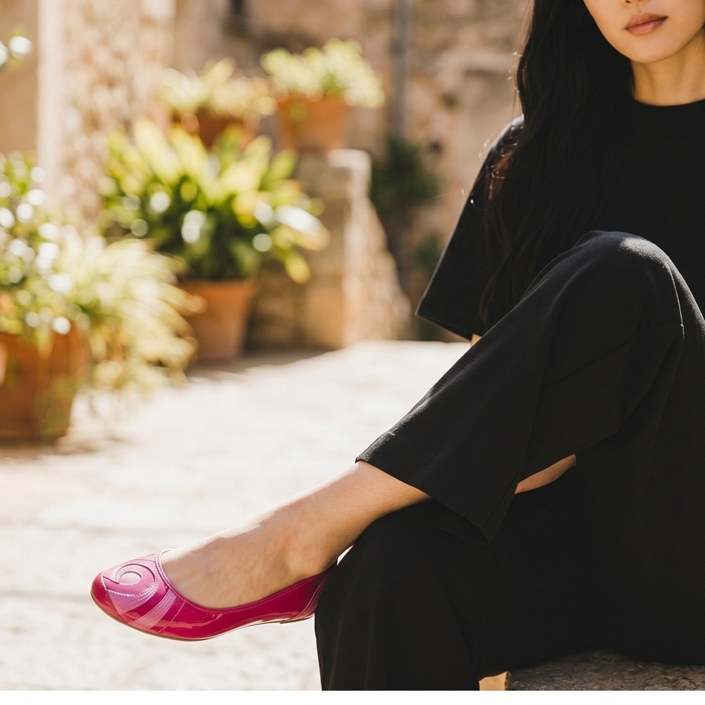 Cole Haan Womens Hot Pink Patent Leather Nike Air Ballet Flats D27496 Size 9B - Picture 2 of 8